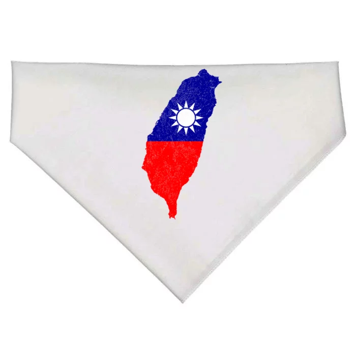 Distressed Taiwan Map Flag Support For Taiwan I Love Taiwan Funny Gift USA-Made Doggie Bandana