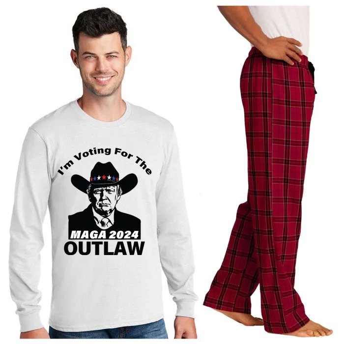 Donald Trump Maga Im Voting For The Outlaw 2024 President Long Sleeve Pajama Set