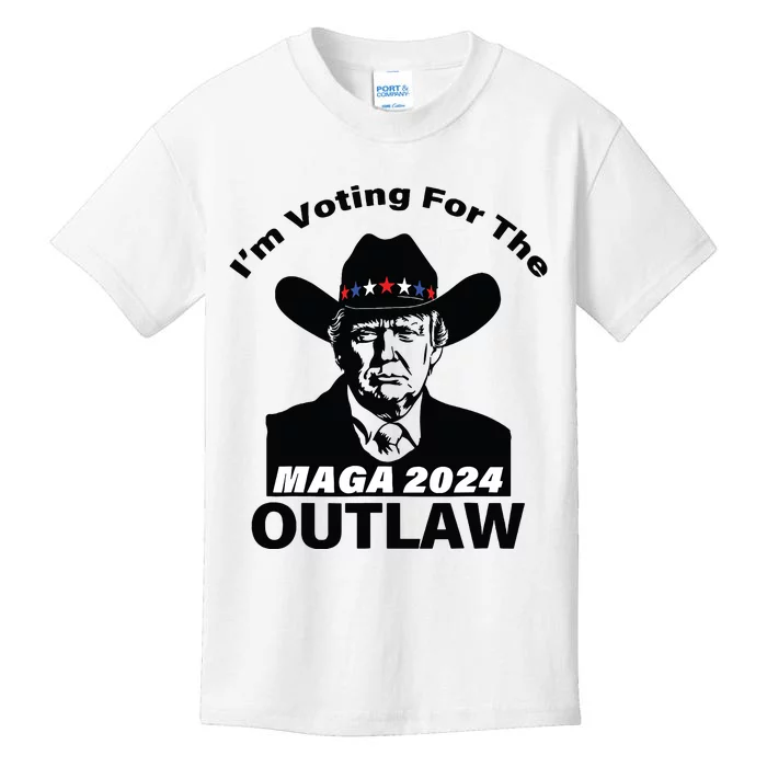 Donald Trump Maga Im Voting For The Outlaw 2024 President Kids T-Shirt