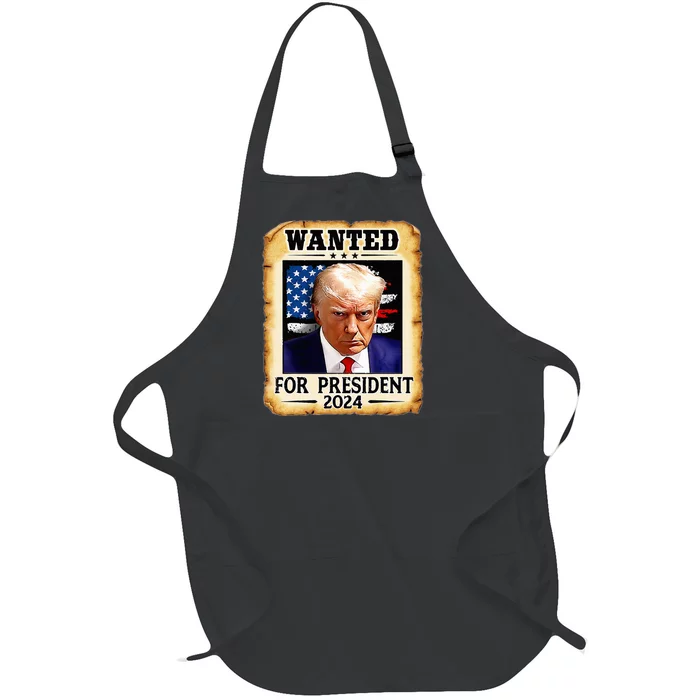 Donald Trump Mug Shot Wanted For U.S. President 2024 Full-Length Apron With Pocket