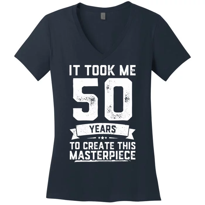 Does This Make Me Look 50 50th Birthday Funny Bday Women's V-Neck T-Shirt