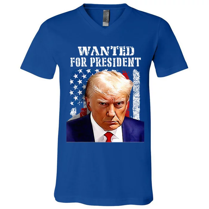 Donald Trump Mug Shot Wanted For U.S. President 2024 V-Neck T-Shirt