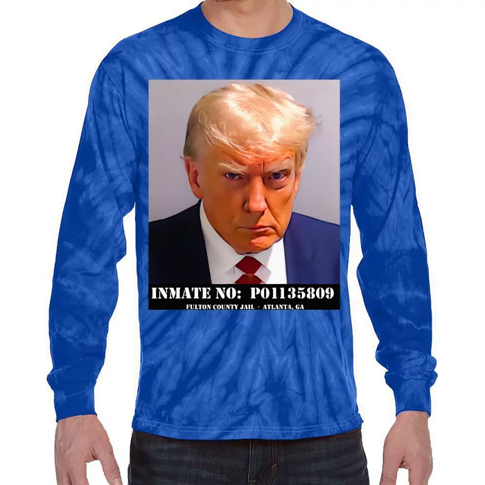 Donald Trump Mug Shot Tie-Dye Long Sleeve Shirt