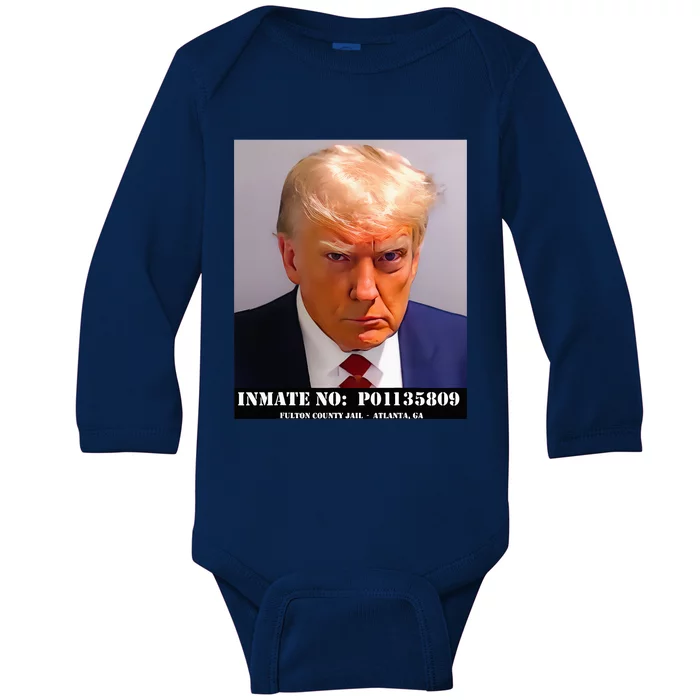 Donald Trump Mug Shot Baby Long Sleeve Bodysuit