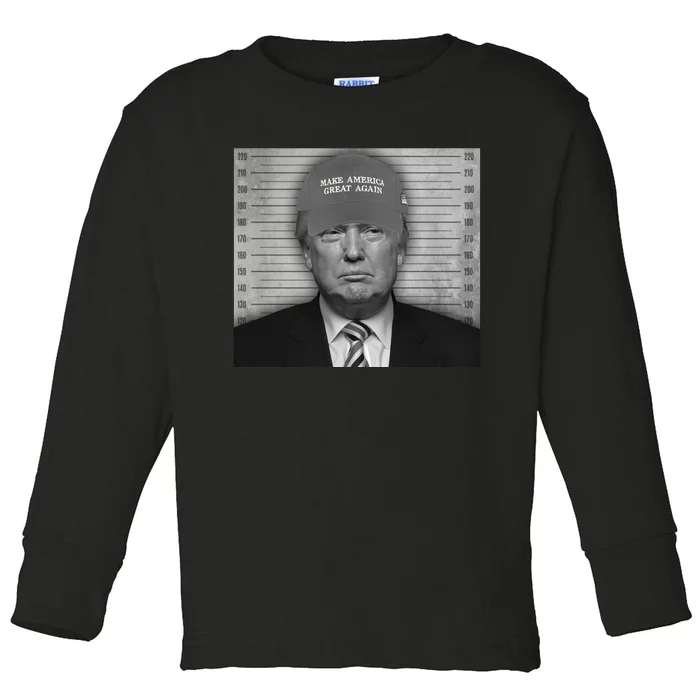 Donald Trump Mugshot Make America Great Again Toddler Long Sleeve Shirt