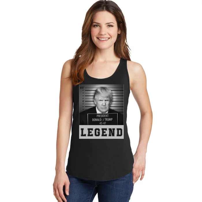 Donald Trump Mug Shot Legend Trump Mugshot 2024 Ladies Essential Tank