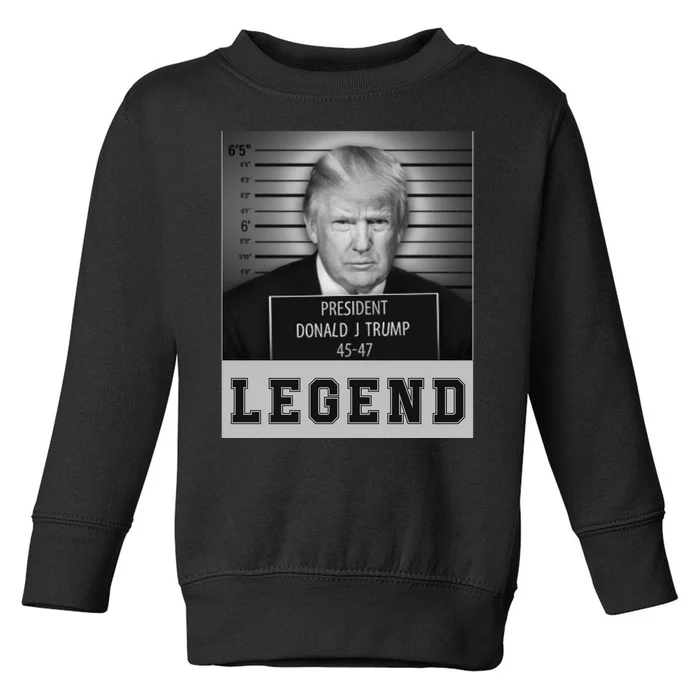 Donald Trump Mug Shot Legend Trump Mugshot 2024 Toddler Sweatshirt