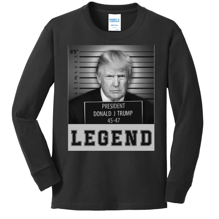 Donald Trump Mug Shot Legend Trump Mugshot 2024 Kids Long Sleeve Shirt