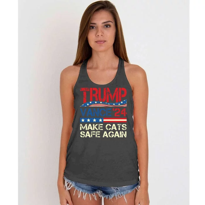 Donald Trump Make Cats Safe Again 2024 Debate Funny Women's Knotted Racerback Tank