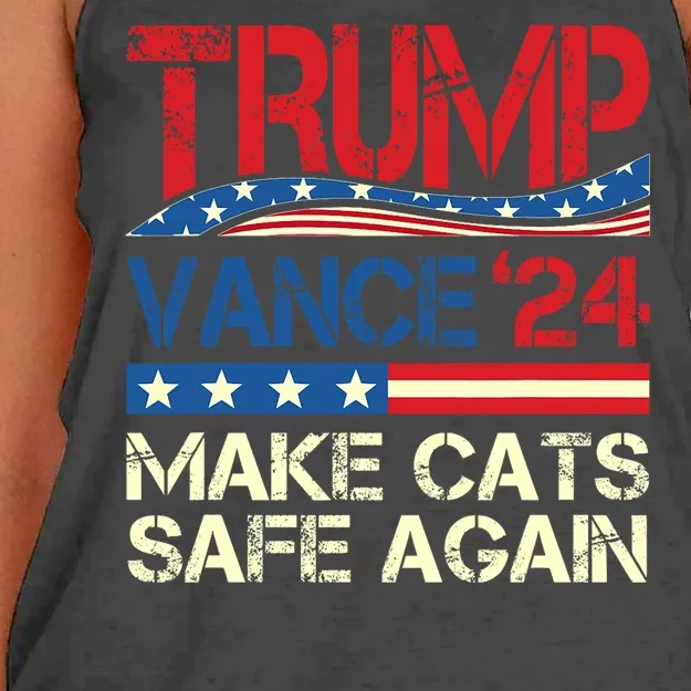 Donald Trump Make Cats Safe Again 2024 Debate Funny Women's Knotted Racerback Tank