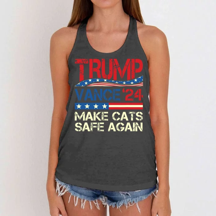 Donald Trump Make Cats Safe Again 2024 Debate Funny Women's Knotted Racerback Tank