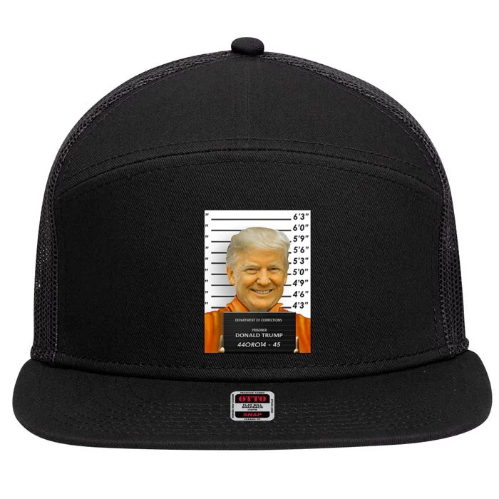 Donald Trump Mugshot Jail Prison 7 Panel Mesh Trucker Snapback Hat