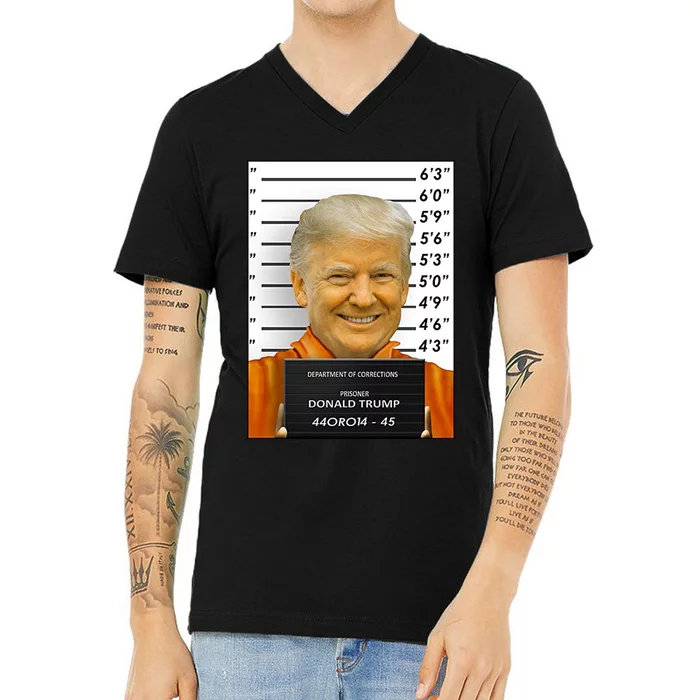 Donald Trump Mugshot Jail Prison V-Neck T-Shirt