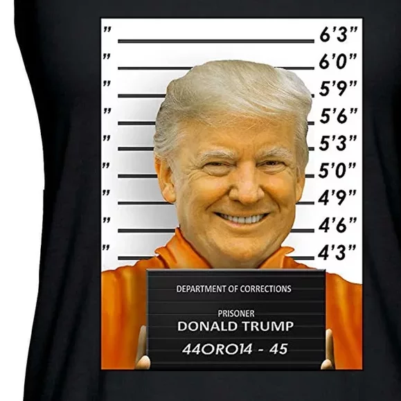 Donald Trump Mugshot Jail Prison Ladies Essential Flowy Tank