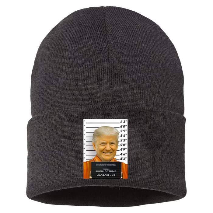 Donald Trump Mugshot Jail Prison Sustainable Knit Beanie