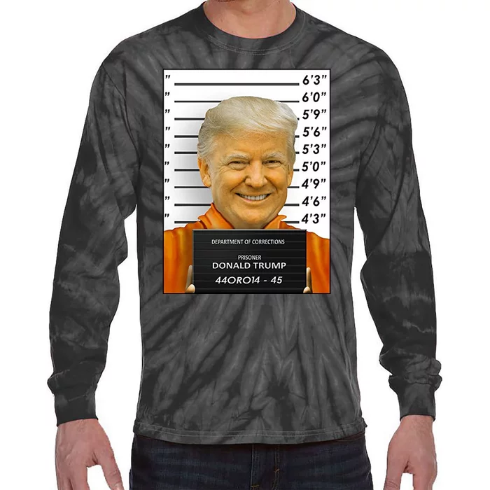 Donald Trump Mugshot Jail Prison Tie-Dye Long Sleeve Shirt