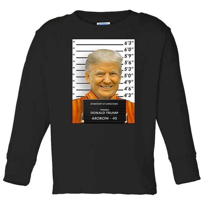 Donald Trump Mugshot Jail Prison Toddler Long Sleeve Shirt