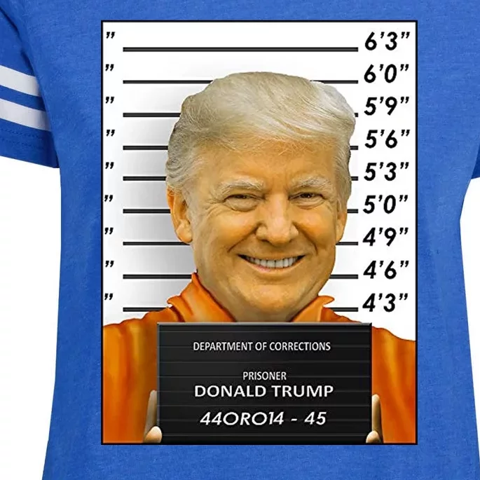 Donald Trump Mugshot Jail Prison Enza Ladies Jersey Football T-Shirt