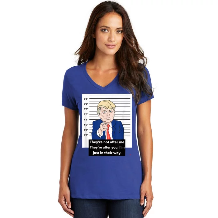 Donald Trump Mugshot Trending Design Support Trump Women's V-Neck T-Shirt