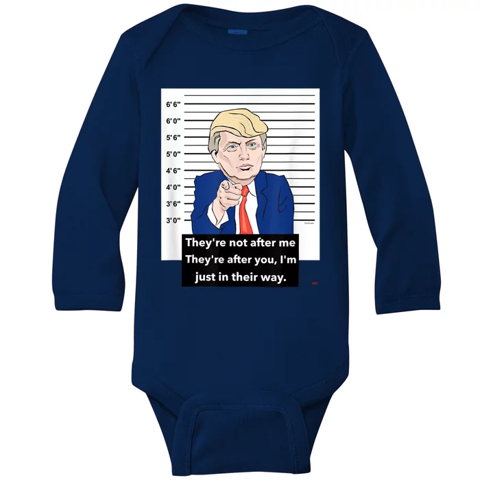 Donald Trump Mugshot Trending Design Support Trump Baby Long Sleeve Bodysuit