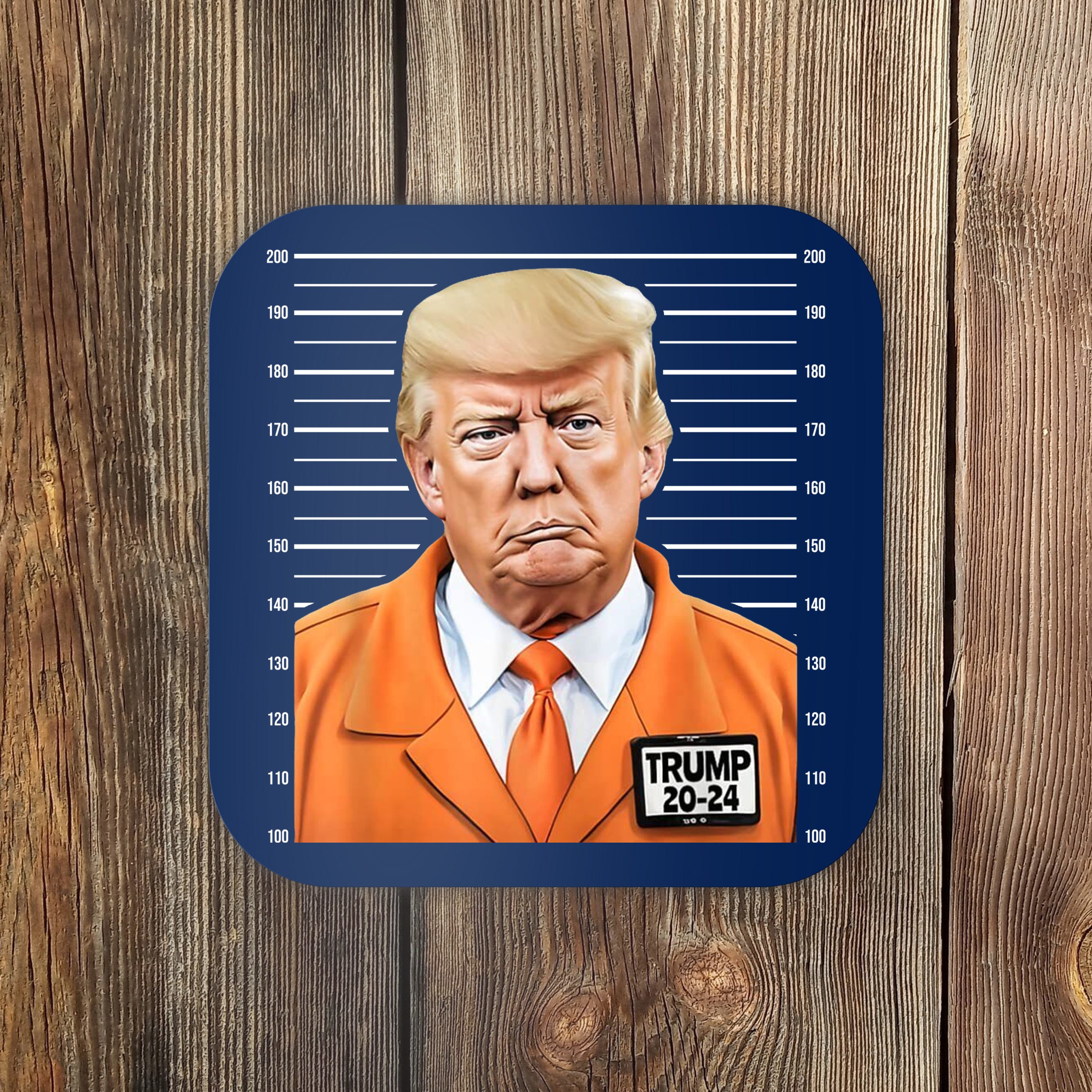 Donald Trump Mug Shot 2024 Orange Jail Suit Coaster TeeShirtPalace