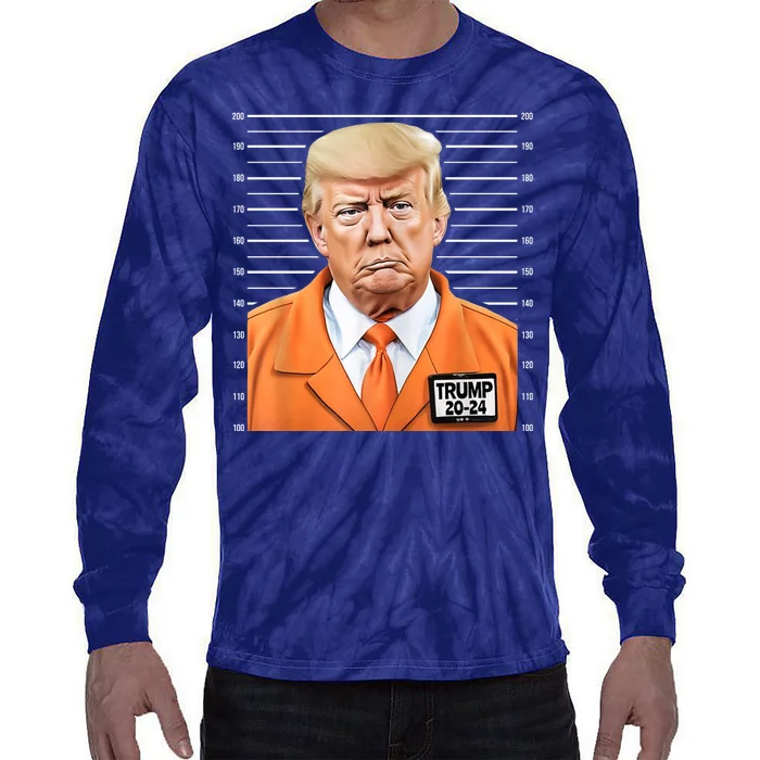 Donald Trump Mug Shot 2024 Orange Jail Suit Tie-Dye Long Sleeve Shirt