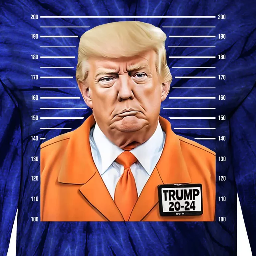 Donald Trump Mug Shot 2024 Orange Jail Suit Tie-Dye Long Sleeve Shirt