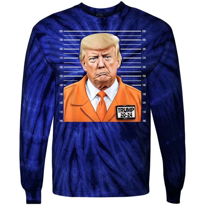 Donald Trump Mug Shot 2024 Orange Jail Suit Tie-Dye Long Sleeve Shirt