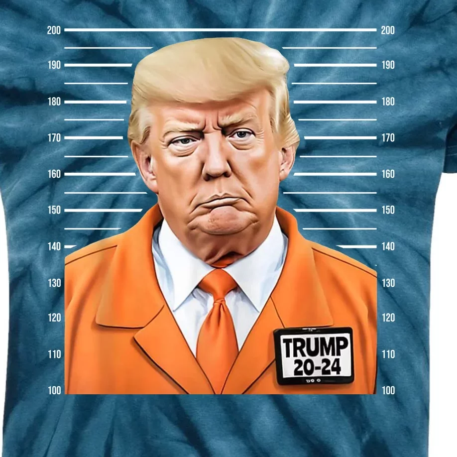 Donald Trump Mug Shot 2024 Orange Jail Suit Kids Tie-Dye T-Shirt