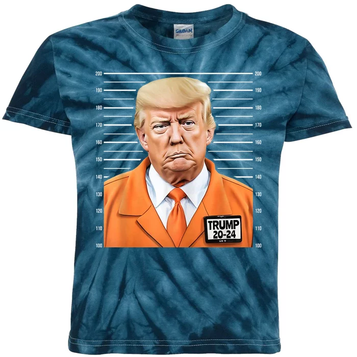 Donald Trump Mug Shot 2024 Orange Jail Suit Kids Tie-Dye T-Shirt