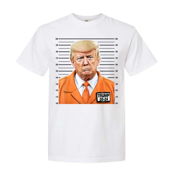 Donald Trump Mug Shot 2024 Orange Jail Suit Garment-Dyed Heavyweight T-Shirt