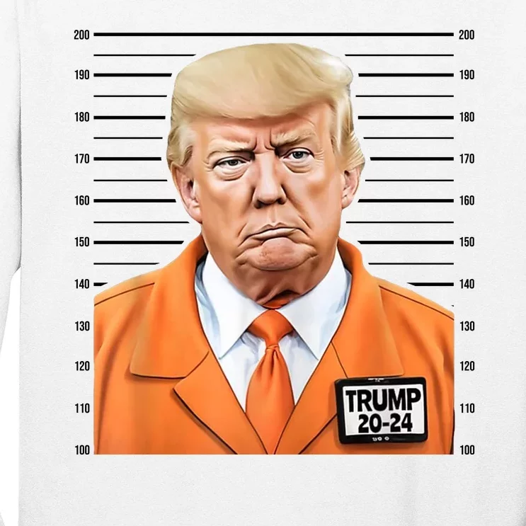 Donald Trump Mug Shot 2024 Orange Jail Suit Long Sleeve Shirt