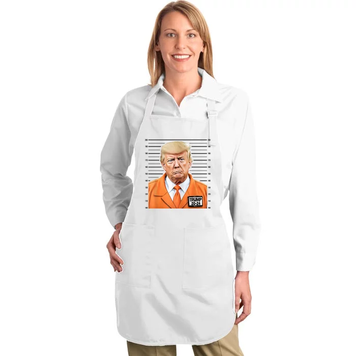 Donald Trump Mug Shot 2024 Orange Jail Suit Full-Length Apron With Pocket