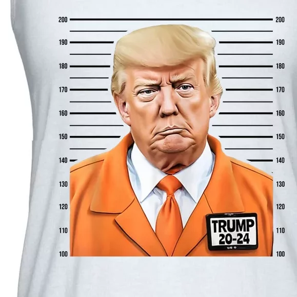 Donald Trump Mug Shot 2024 Orange Jail Suit Ladies Essential Flowy Tank