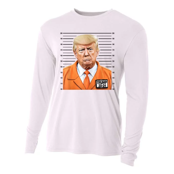 Donald Trump Mug Shot 2024 Orange Jail Suit Cooling Performance Long Sleeve Crew