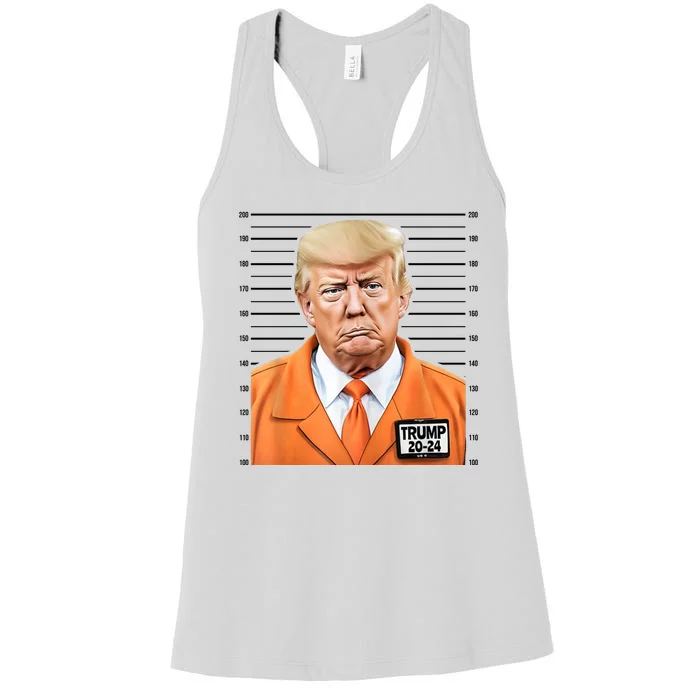 Donald Trump Mug Shot 2024 Orange Jail Suit Women's Racerback Tank