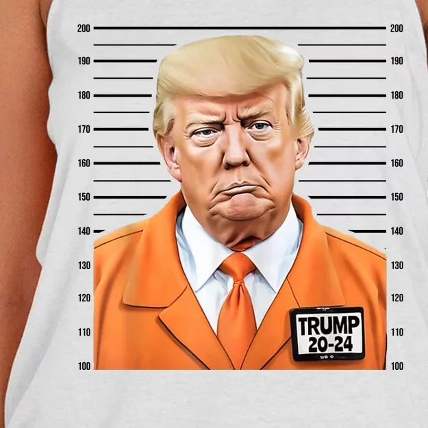 Donald Trump Mug Shot 2024 Orange Jail Suit Women's Knotted Racerback Tank