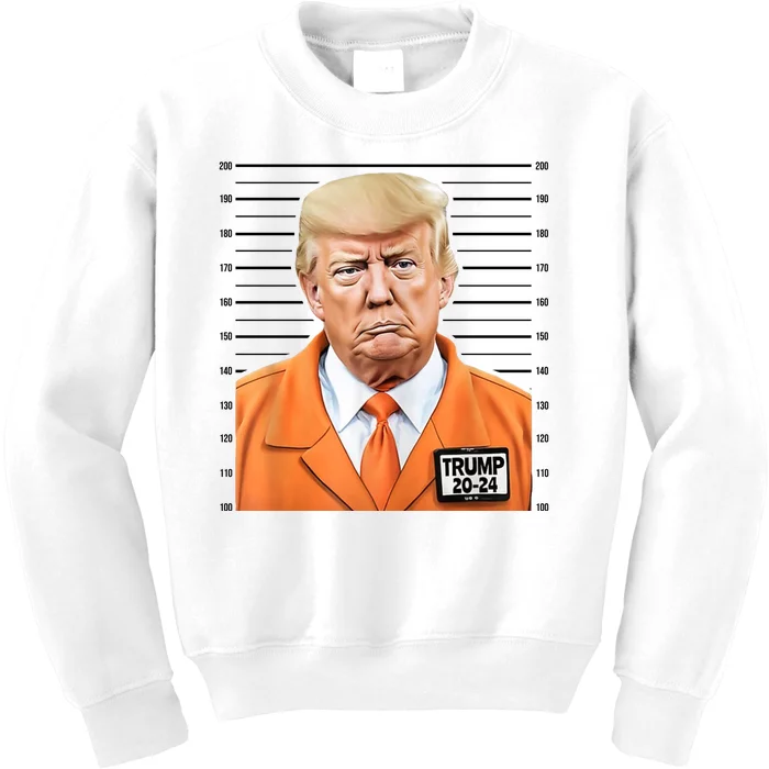 Donald Trump Mug Shot 2024 Orange Jail Suit Kids Sweatshirt