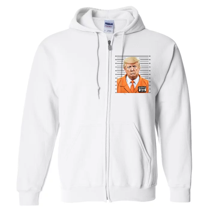 Donald Trump Mug Shot 2024 Orange Jail Suit Full Zip Hoodie