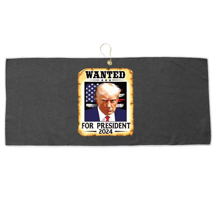 Donald Trump Mug Shot Wanted For Us President 2024 Large Microfiber Waffle Golf Towel