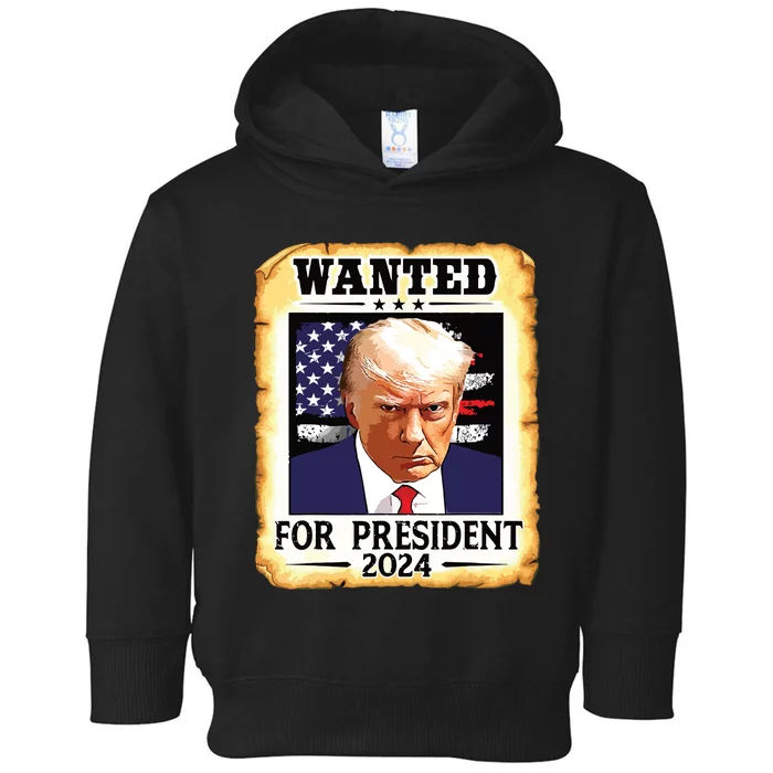 Donald Trump Mug Shot Wanted For Us President 2024 Toddler Hoodie