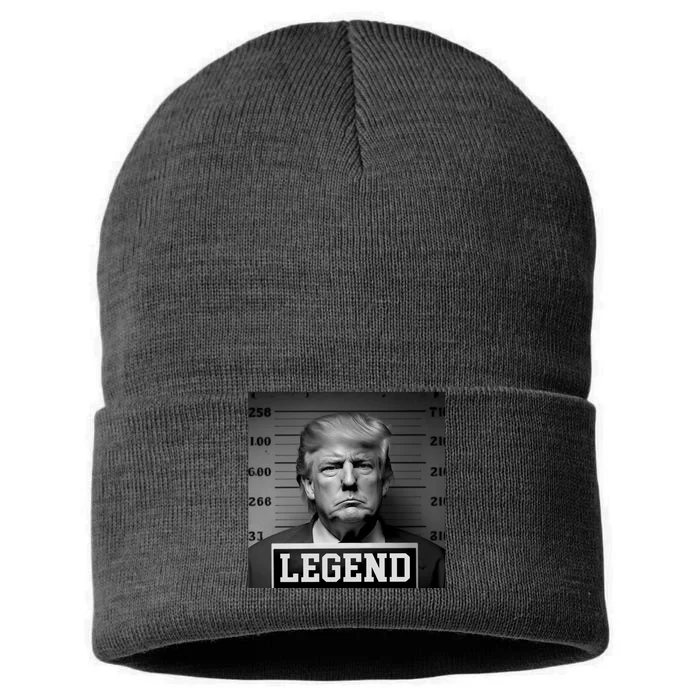 Donald Trump Mugshot Legend Sustainable Knit Beanie