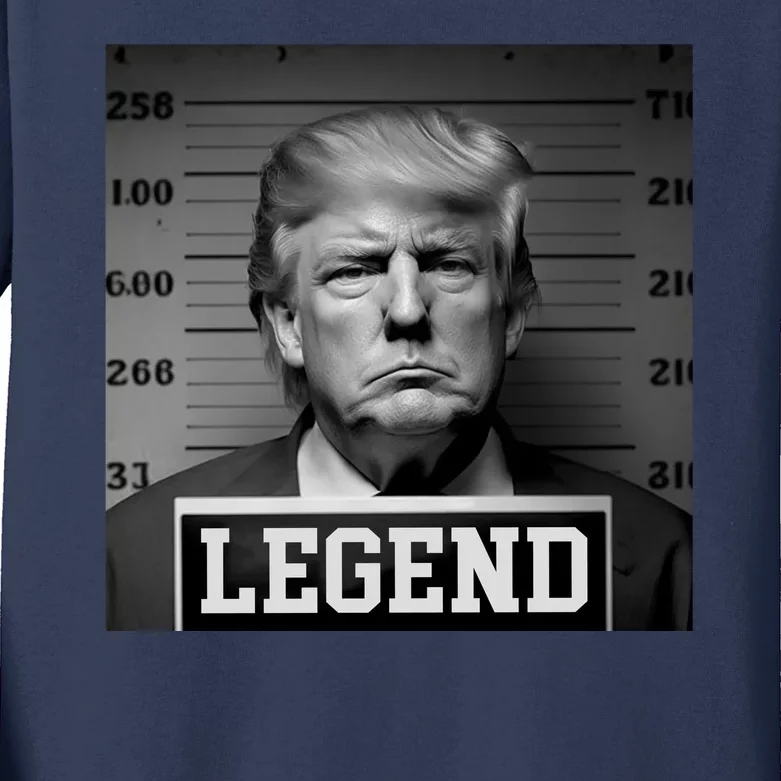 Donald Trump Mugshot Legend Kids Long Sleeve Shirt