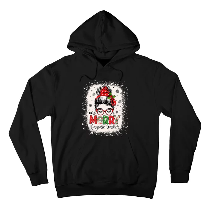 Daycare Teacher Messy Bun Preschool Christmas Hoodie