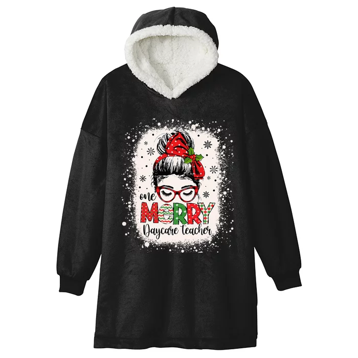 Daycare Teacher Messy Bun Preschool Christmas Hooded Wearable Blanket