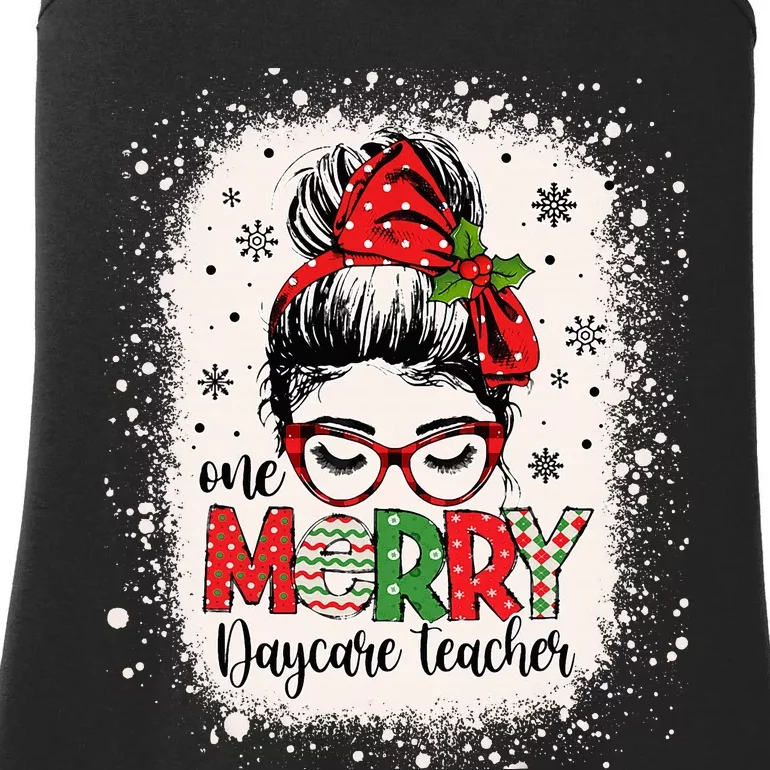 Daycare Teacher Messy Bun Preschool Christmas Ladies Essential Tank