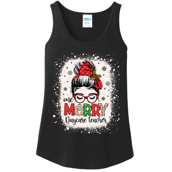 Daycare Teacher Messy Bun Preschool Christmas Ladies Essential Tank