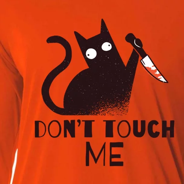 DonT Touch Me Funny Black Cat With Knife Sarcastic Kitten Gift Cooling Performance Long Sleeve Crew