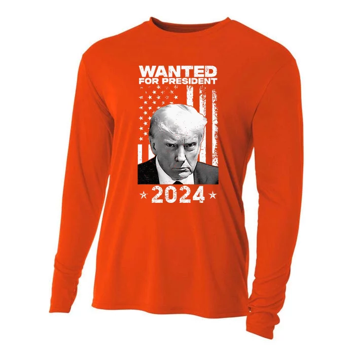 Donald Trump Mug Shot Wanted For U.S. President 2024 Cooling Performance Long Sleeve Crew