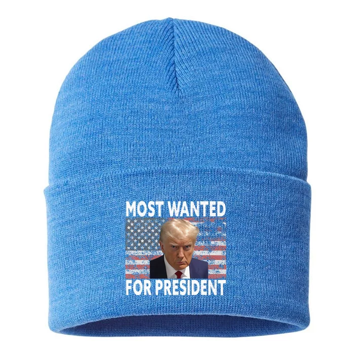 Donald Trump Most Wanted For President 2024 Sustainable Knit Beanie